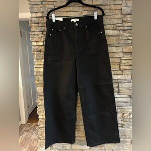 NWT! Banana Republic Black Rinse Wash Wide-Leg Jean High Rise size 30 petite